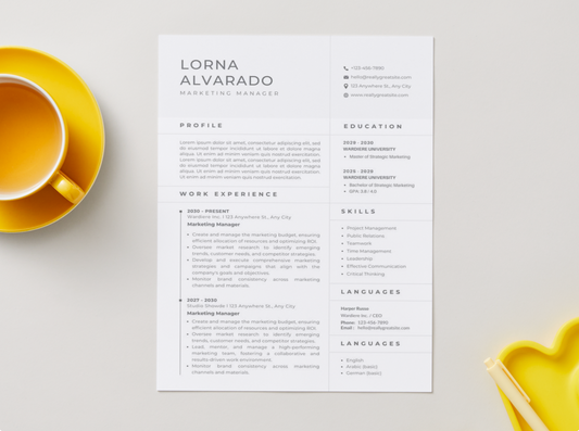 Professional Resume Template | Modern CV | Editable Canva Resume | Job Application Template